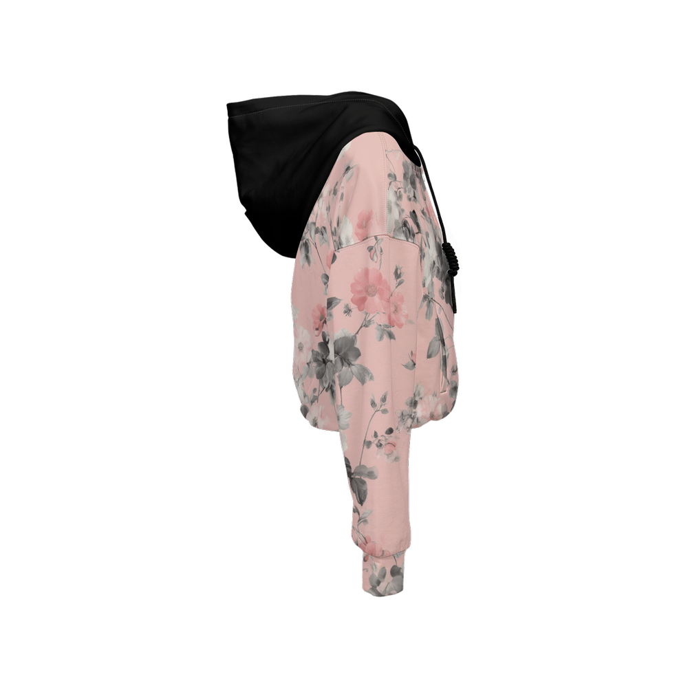 Floral Print CroppedHoodie (Super Heavy)