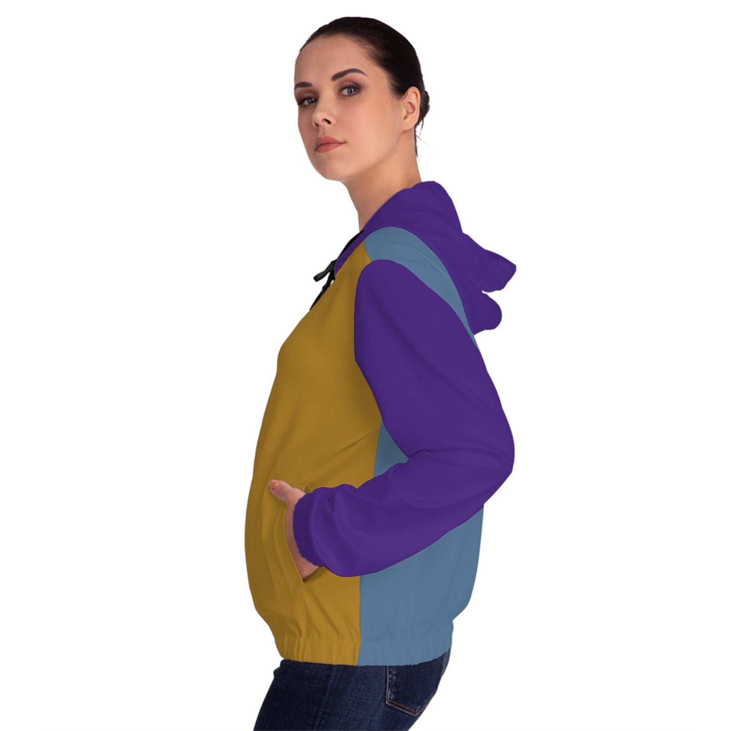 Mustard Yellow, Dusty Pastel Blue & Purple Zip Hoodie