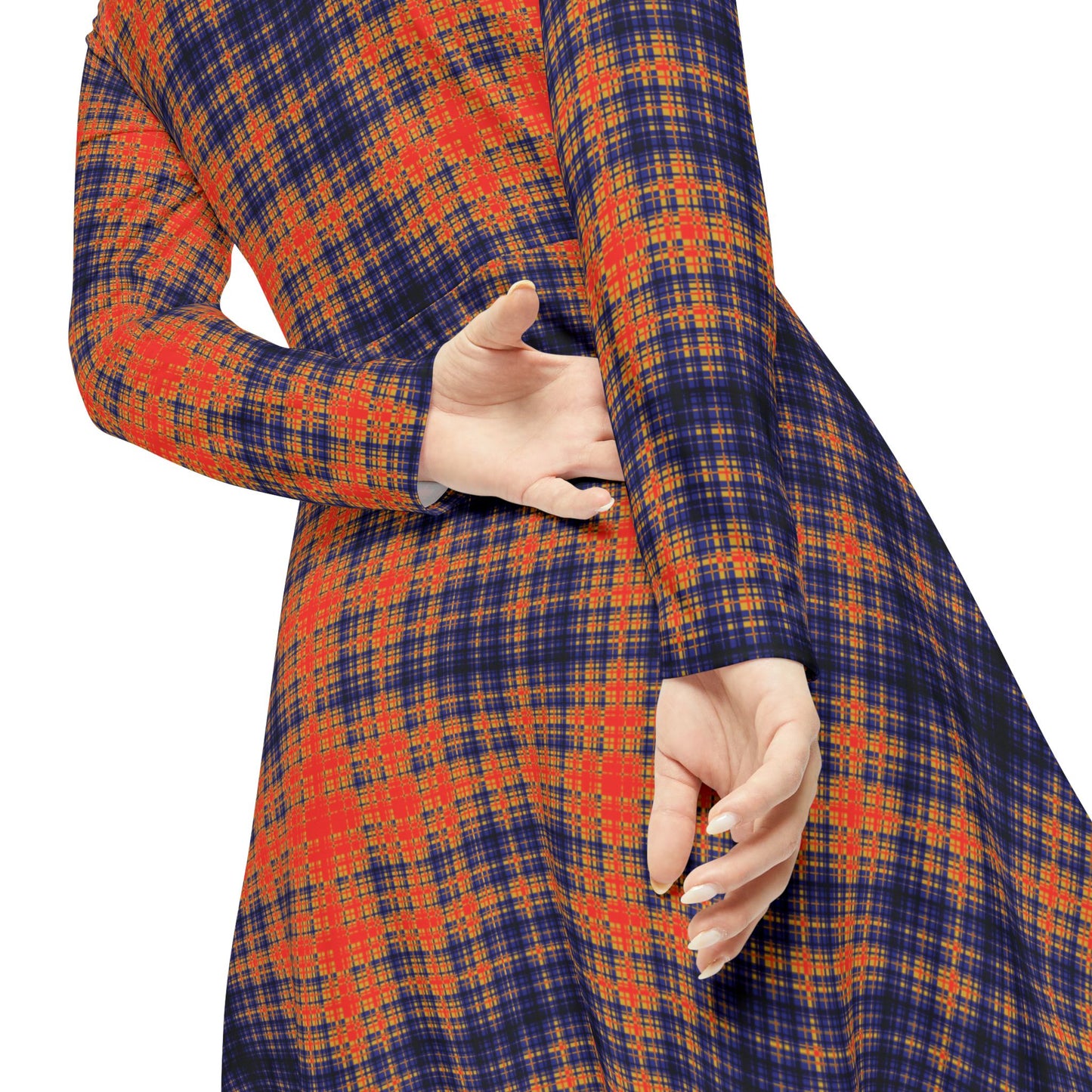 Plaid Print Midi Dress