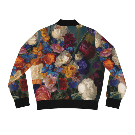 Floral Vintage Bouquet Print Bomber Jacket