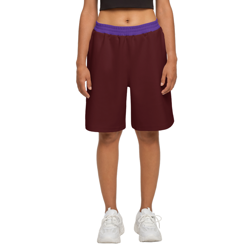 Dark Maroon & Purple Casual Unisex Shorts