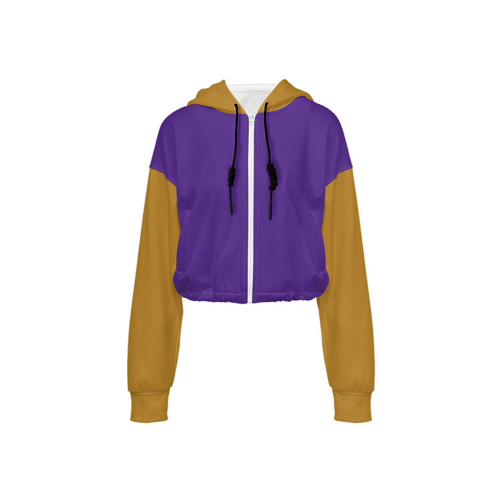 Mustard Yellow & Purple Cropped Hoodie (Super Heavy)