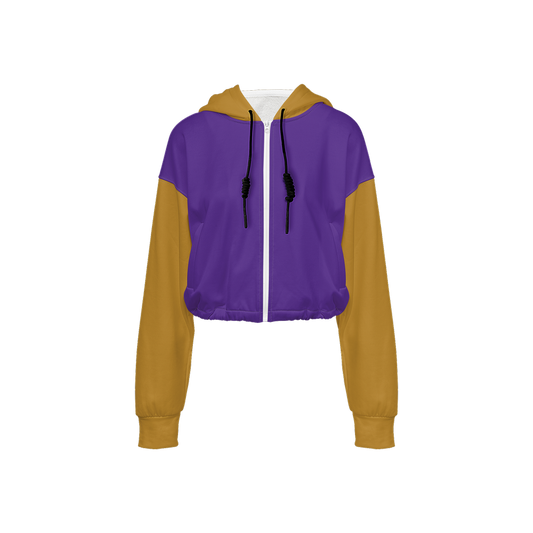 Mustard Yellow & Purple Cropped Hoodie (Super Heavy)