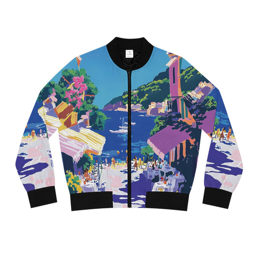 Italian Seaside Painting Bomber Jacket