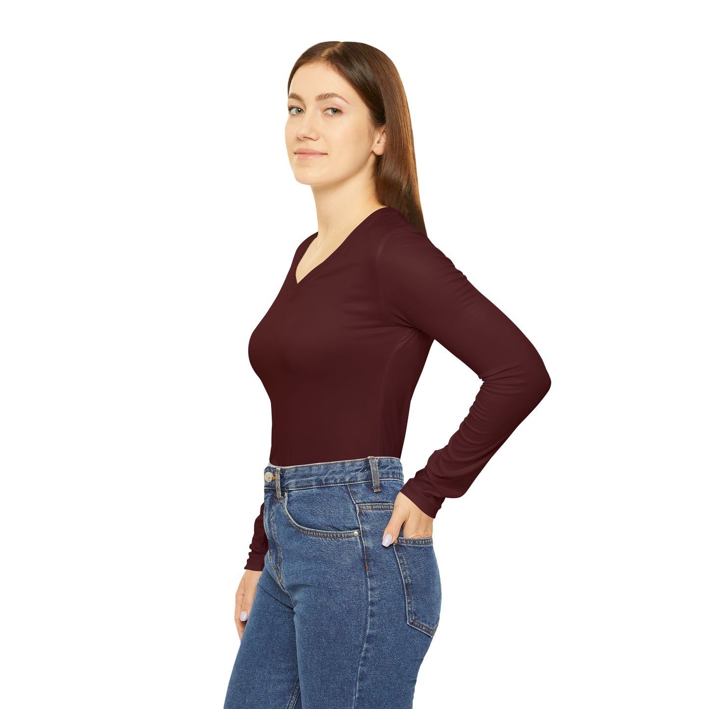 Dark Maroon V-Neck Top