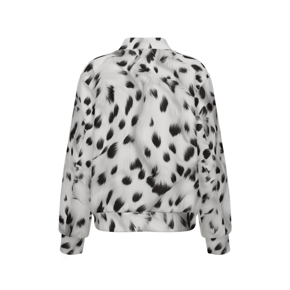 Dalmatian Fur Print Double Layered Bomber Sports Jacket