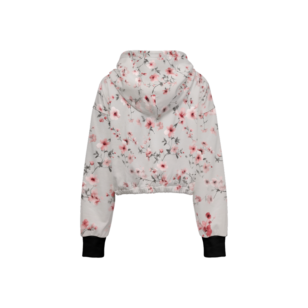 Floral Print Cropped Hoodie (Super Heavy)
