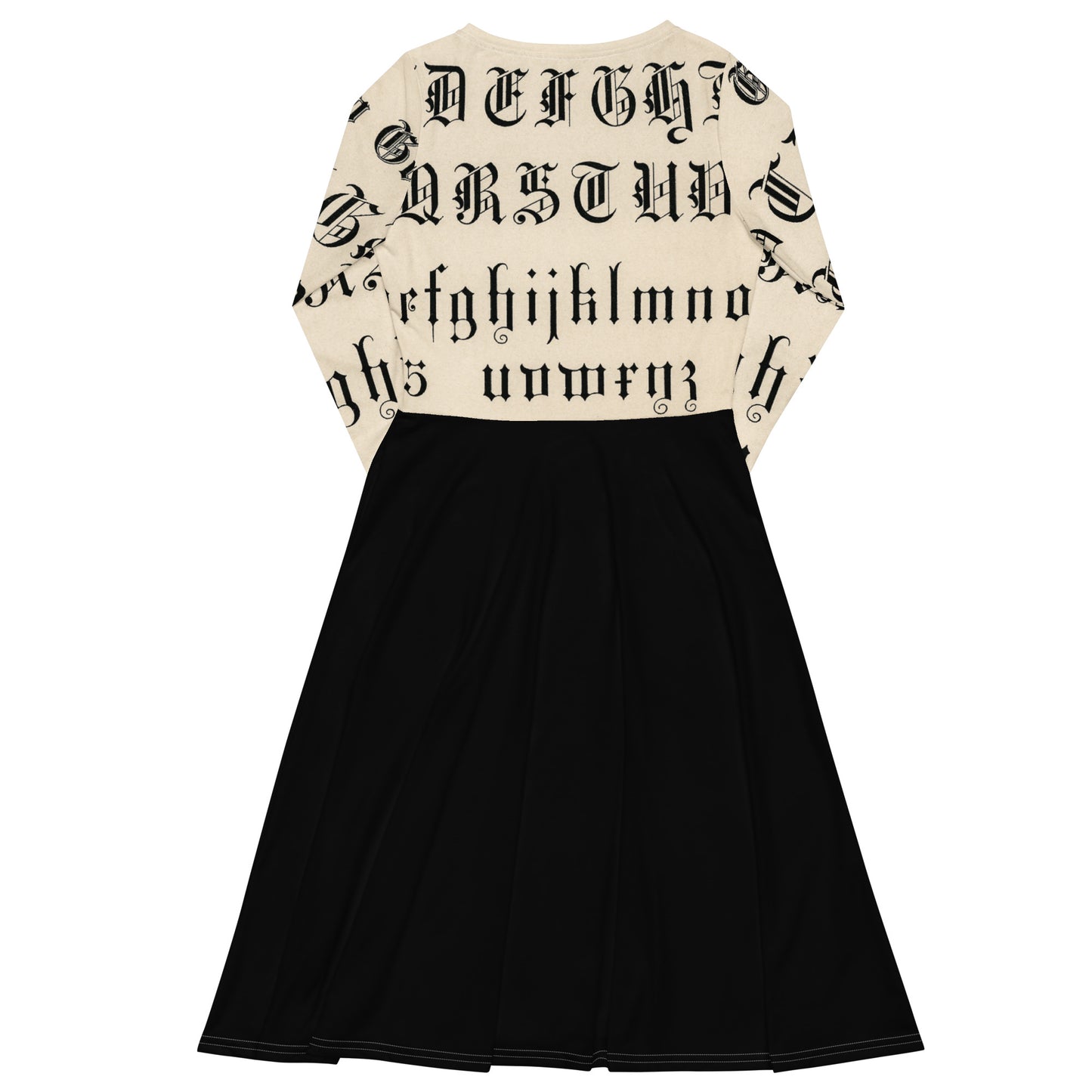 Gothic Inscription Long Sleeve Midi Dress