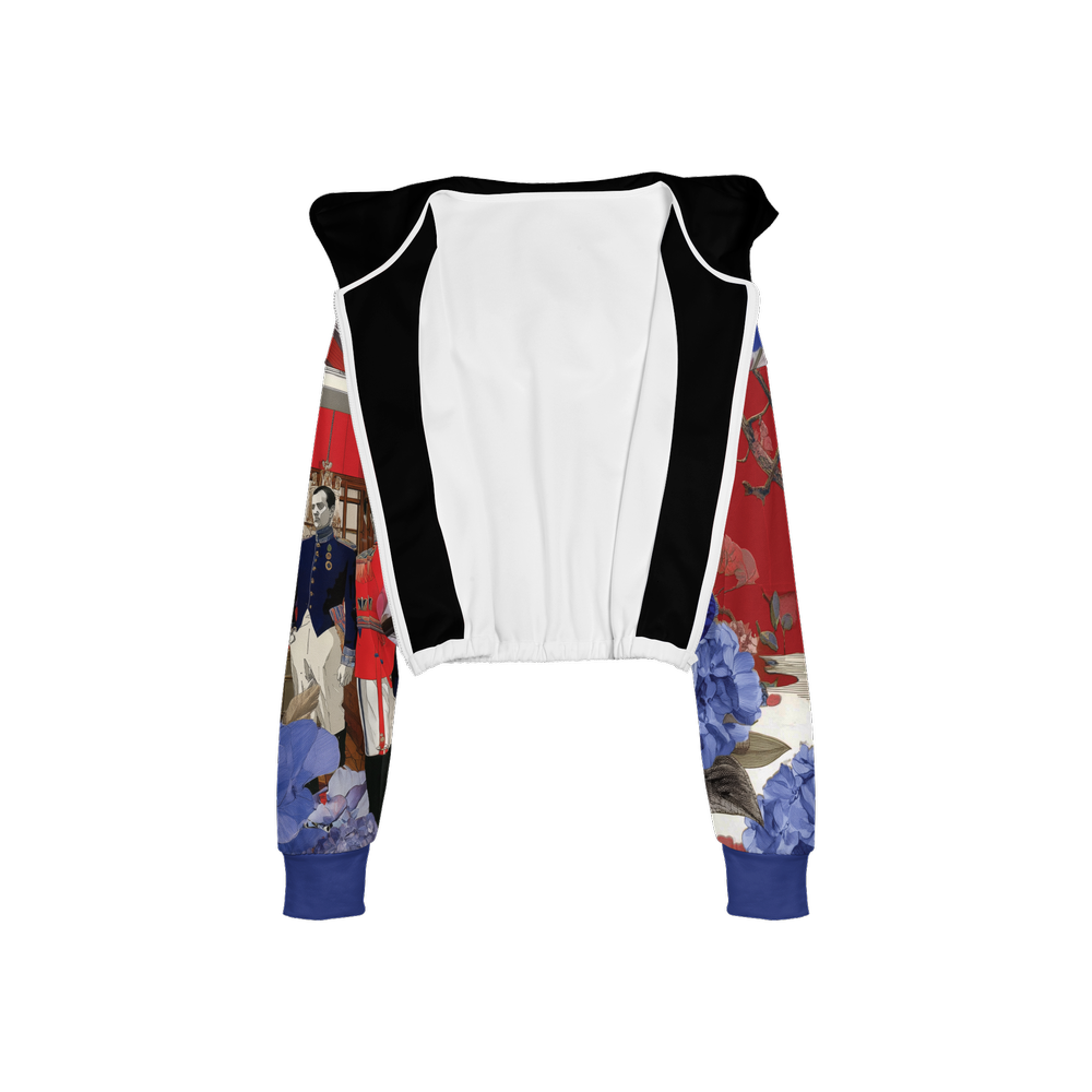 Collage Print Cropped Hoodie (Super Heavy)