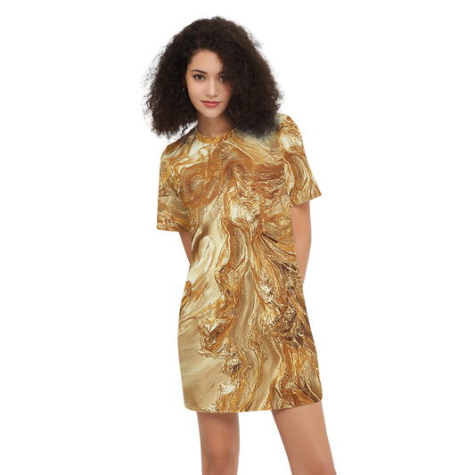 Gold Print T-Shirt Dress (Heavyweight)