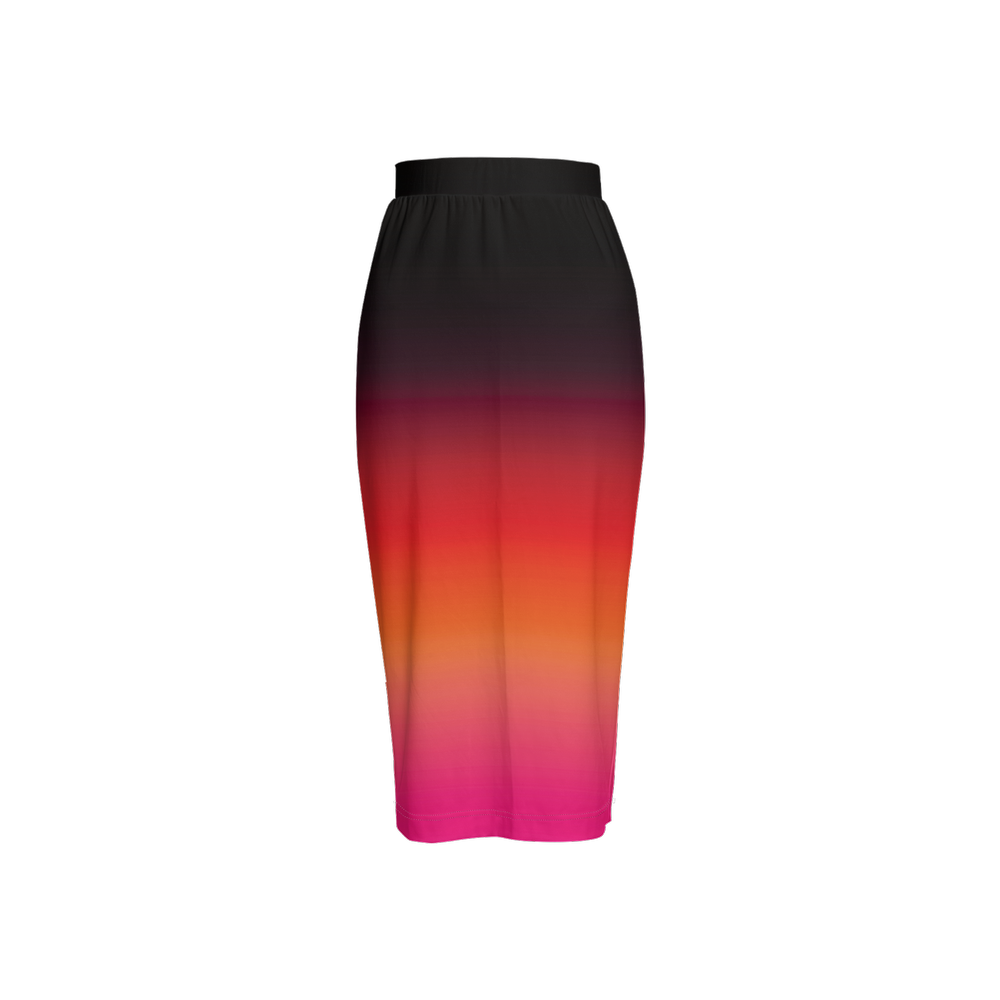 Gradient Print Back Split Pencil Skirt