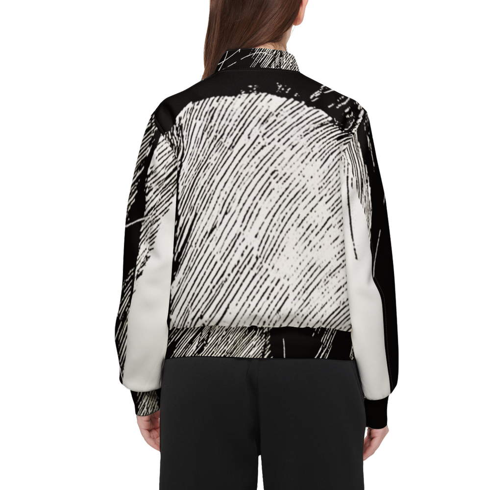 Pen Shading Print Bomber Jacket