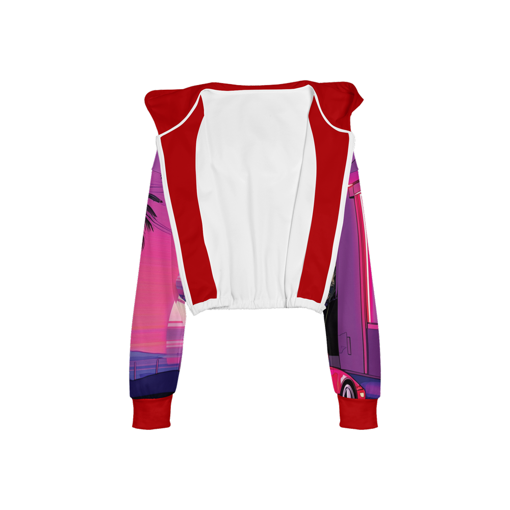 Retrowave Print Cropped Hoodie (Super Heavy)