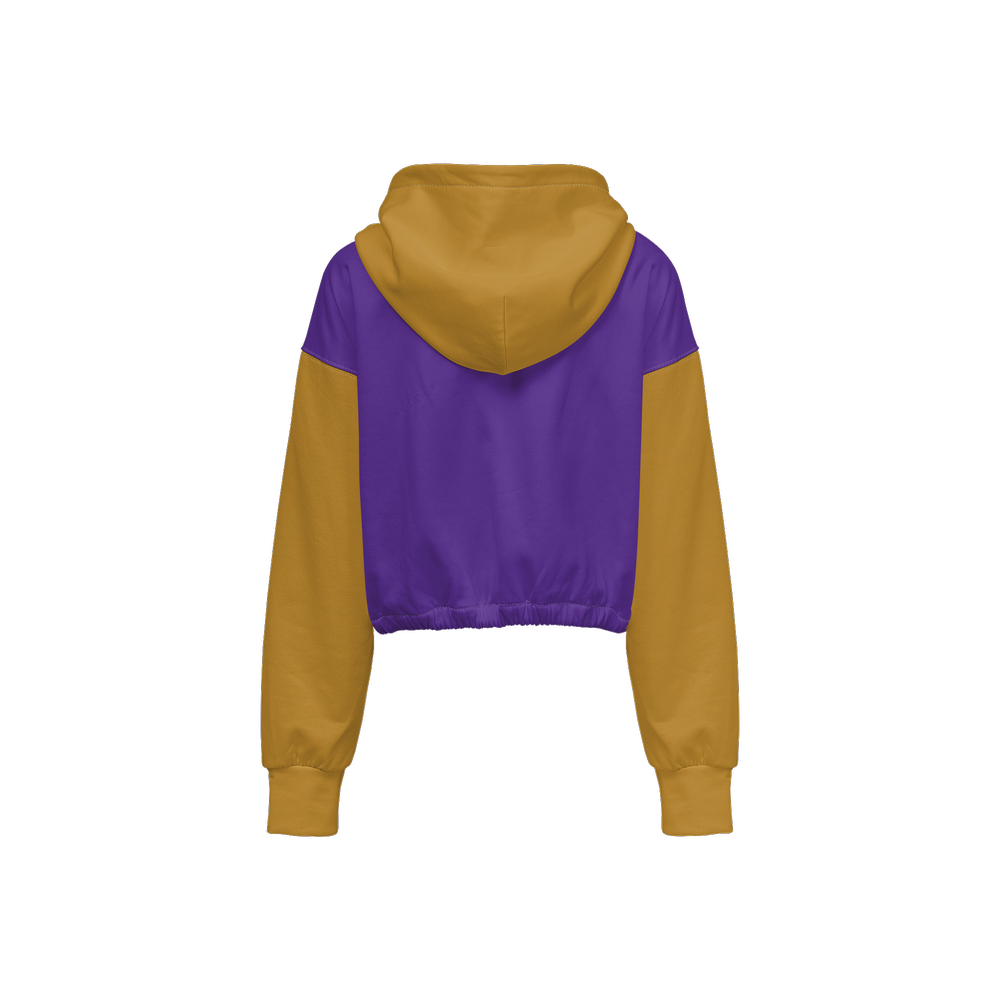 Mustard Yellow & Purple Cropped Hoodie (Super Heavy)