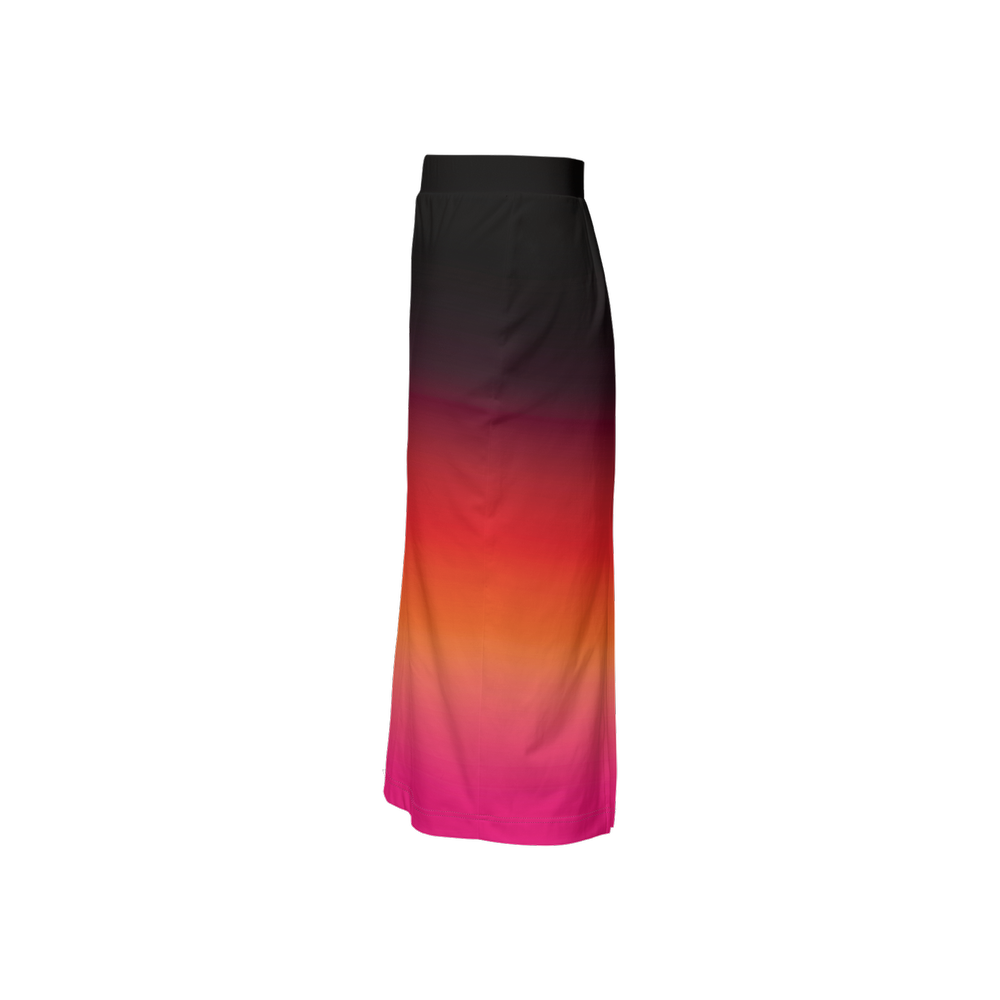 Gradient Print Back Split Pencil Skirt