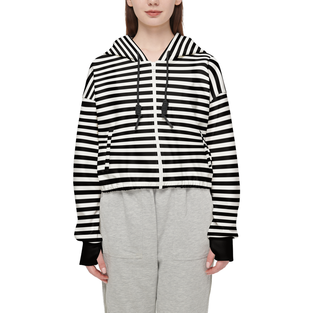Striped Cropped Hoodie - Black Cuffs (Super Heavy)