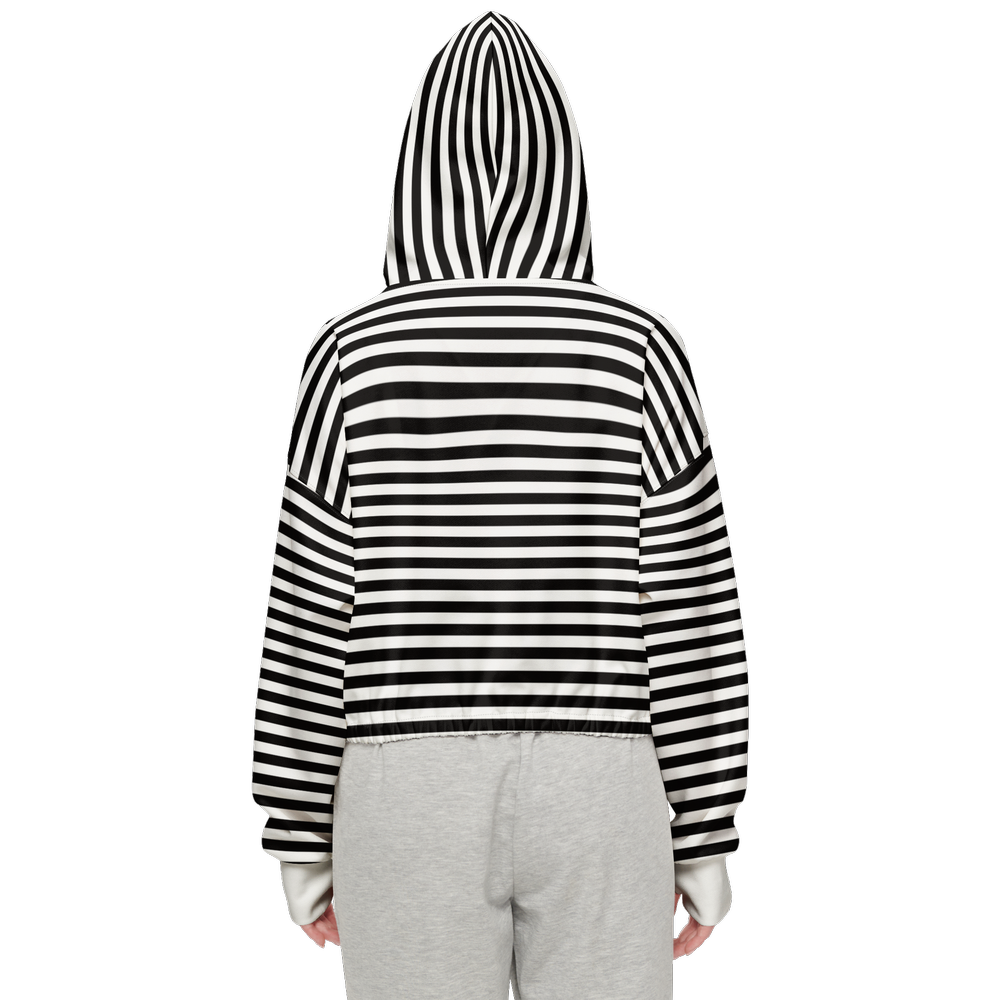 Striped Cropped Hoodie - White Cuffs (Super Heavy)