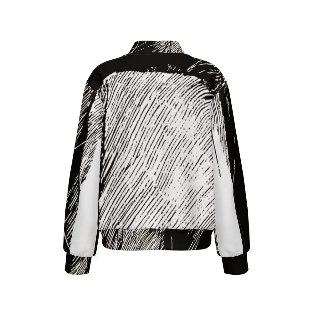 Pen Shading Print Bomber Jacket