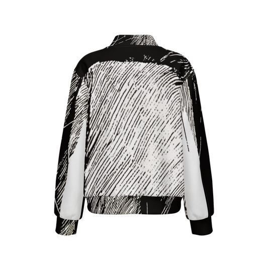 Pen Shading Print Bomber Jacket