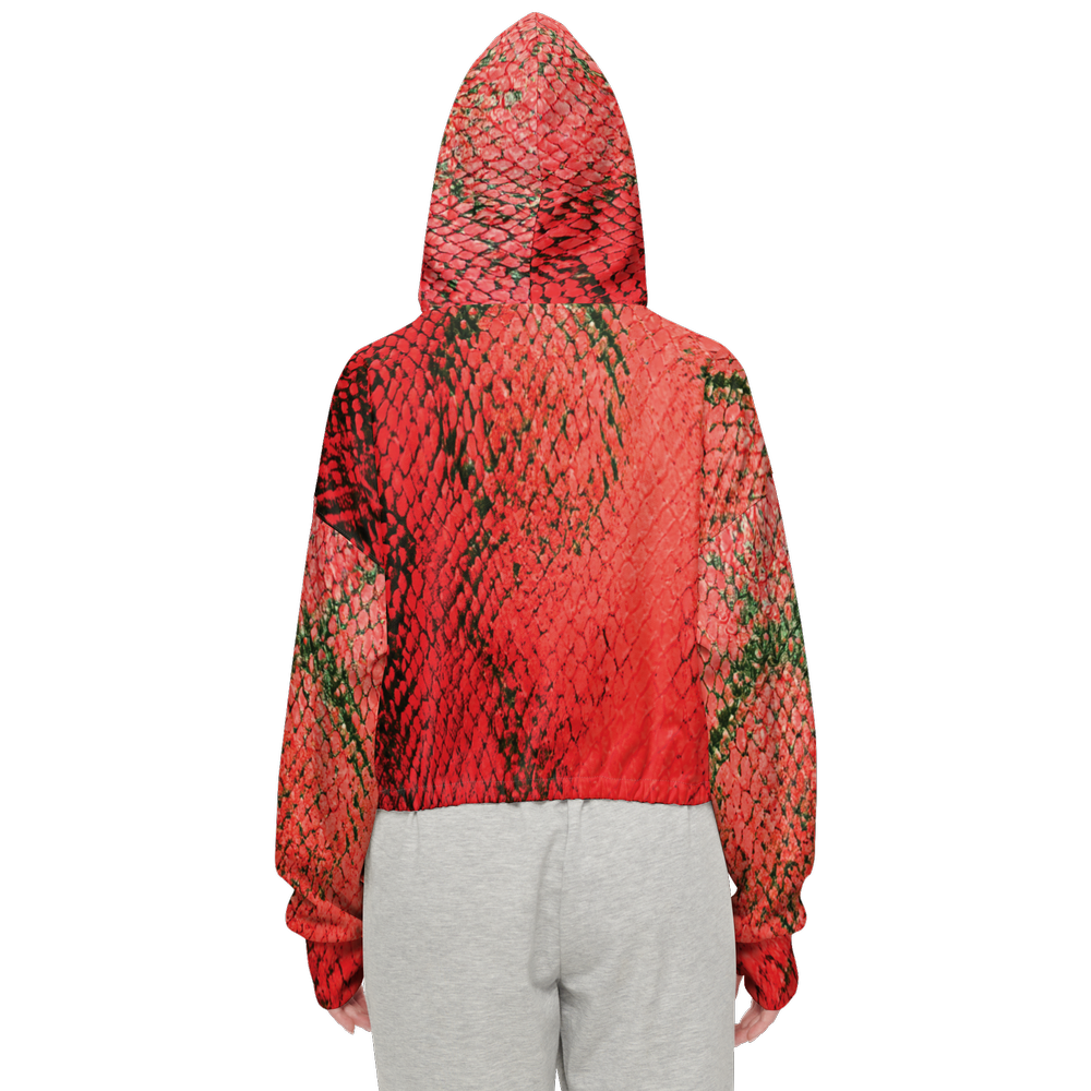 Red Snake Print Cropped Hoodie (Super Heavy)
