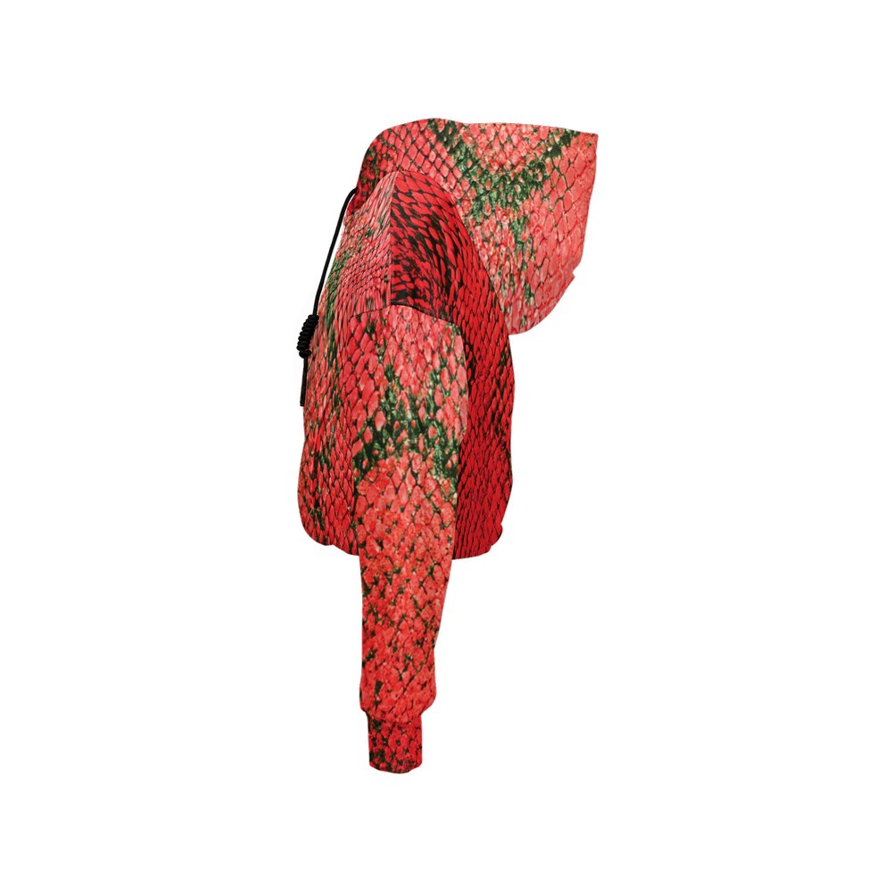 Red Snake Print Cropped Hoodie (Super Heavy)