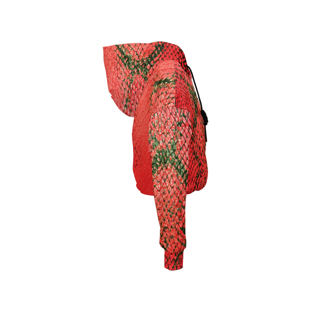 Red Snake Print Cropped Hoodie (Super Heavy)